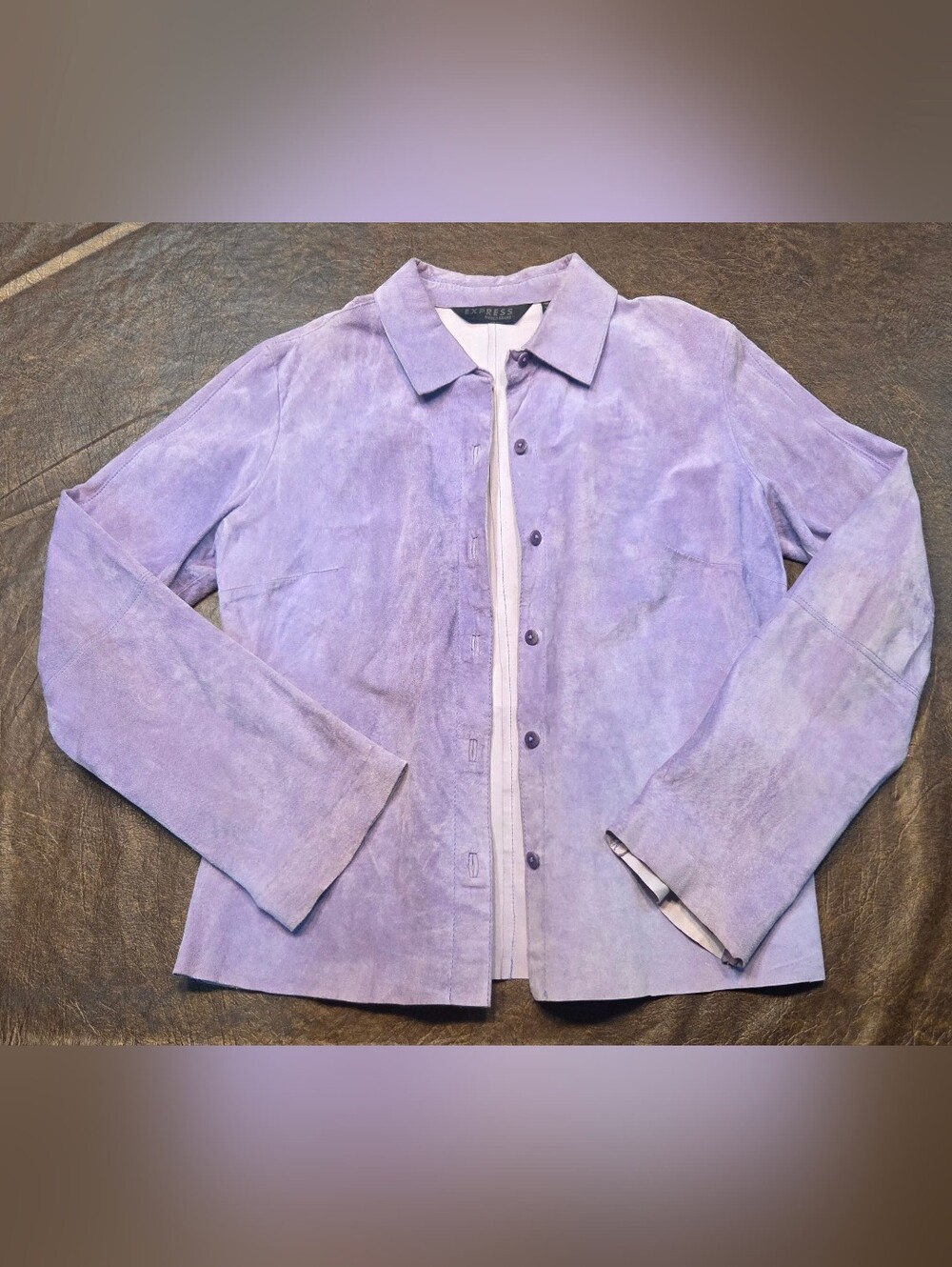 Lavender Suede Leather Button Down